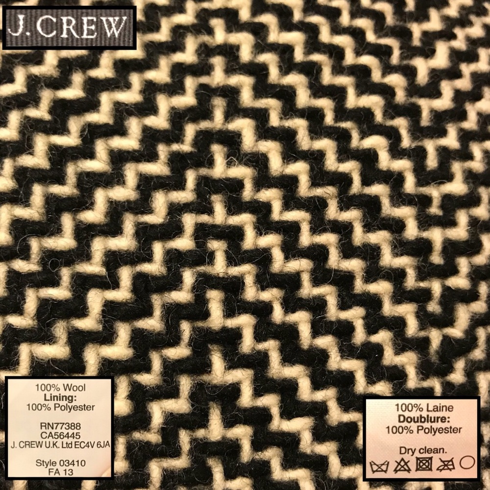 J Crew Chic Blk/Wht Herringbone Pattern Wool Skirt - image 4